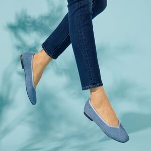 NWT VIVAIA Margot Women's Casual Flats Slip on Shoes Square-Toe Denim Blue Sz 9